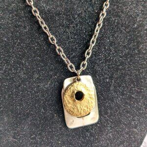 Gold and Silver Metal Geometric Necklace